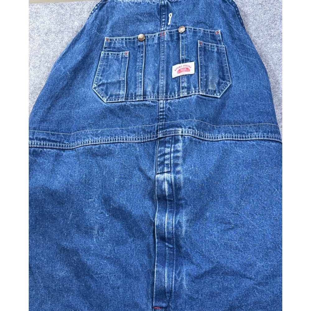Round House Lot 980 Mens Blue Denim Bib Overalls Size 56x32‎ Workwear Cotton